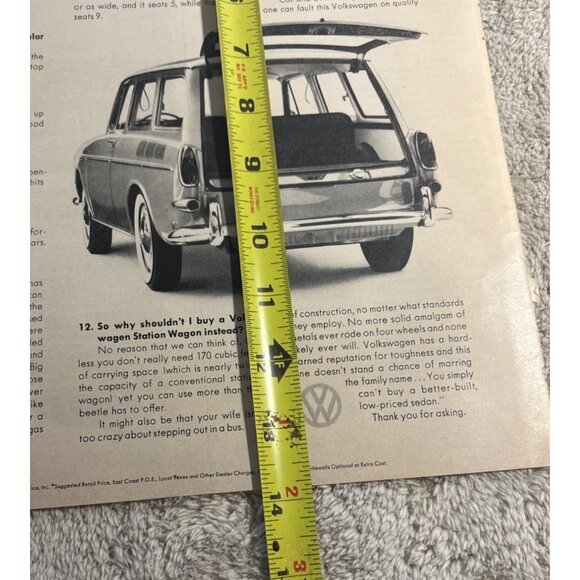 Vintage 1960s Volkswagen Squareback Sedan Advertisement Print 10.5 x 14" - Picture 7 of 8
